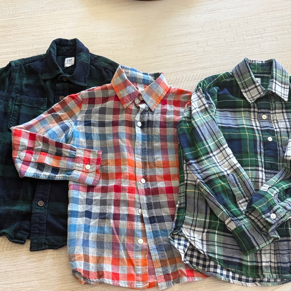 GAP Kids Plaid Button Down Shirts - Black, Blue, Green